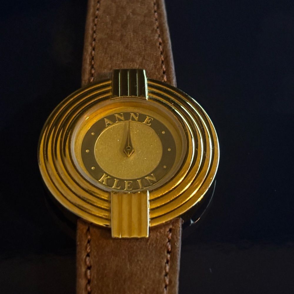 Anne Klein Gold Dial with Brown Strap